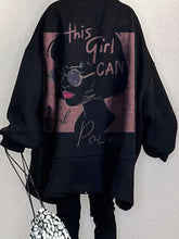 Printed Loose Plus Fleece Sweatshirt